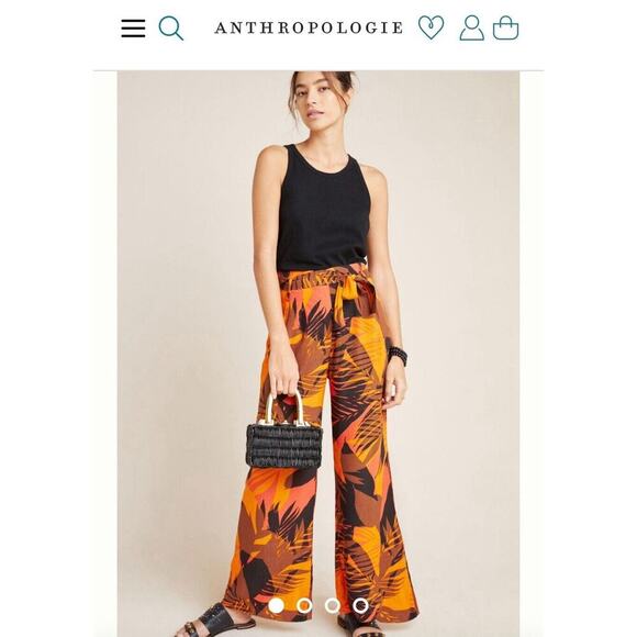 dRA Anthropologie floral Wide Leg Belted Pants resort vacation Size Medium - Picture 1 of 10